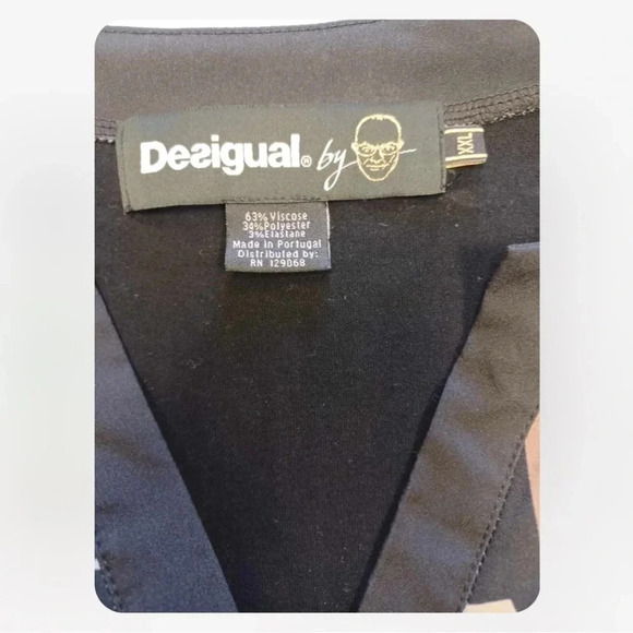 Desigual Geometric V Neck Stretch Earth Tones Too Size XXL - Picture 5 of 8